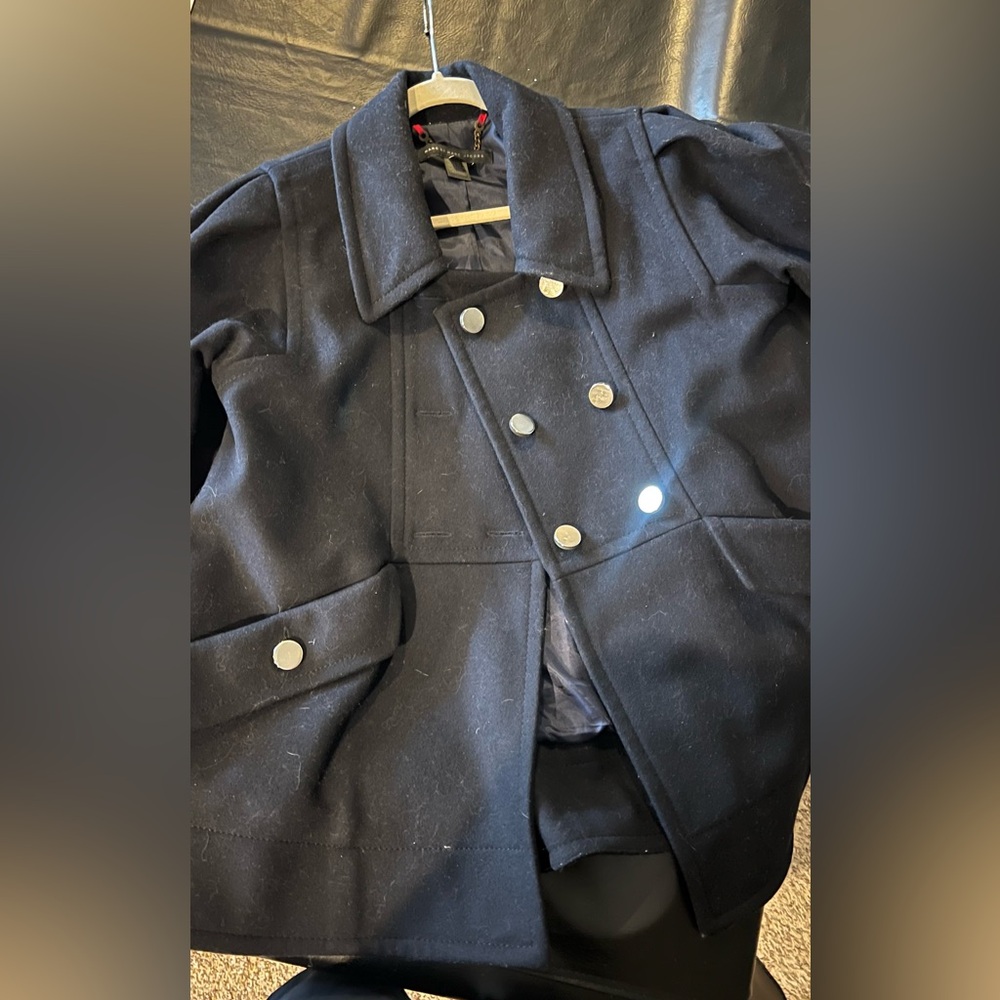 Marc by Marc Jacobs Navy Wool Pea Coat M - Picture 3 of 6